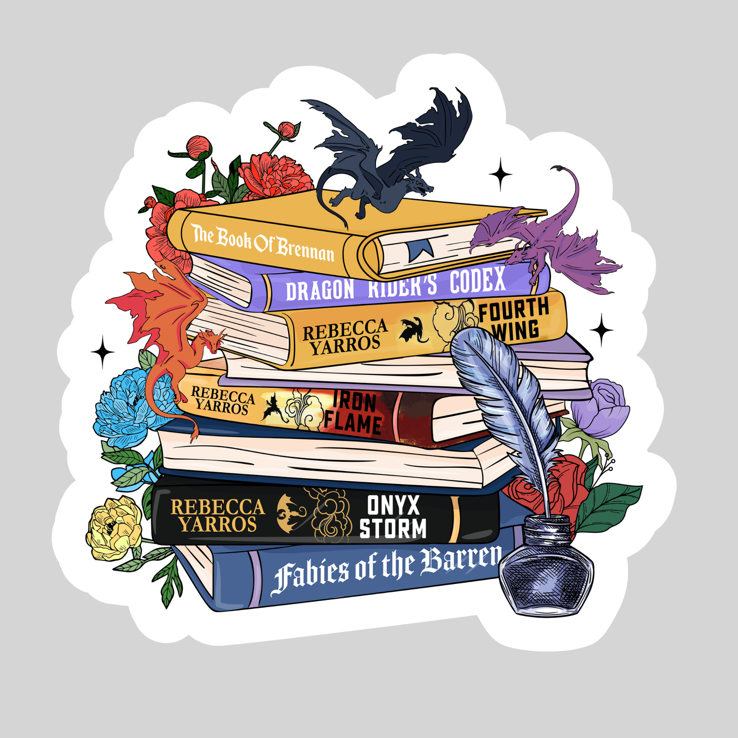 Fourth Wing Empyrean Series – 3" Waterproof Bookish Sticker with Holo Overlay – Reading, Books, Reader Gift, Book Lover