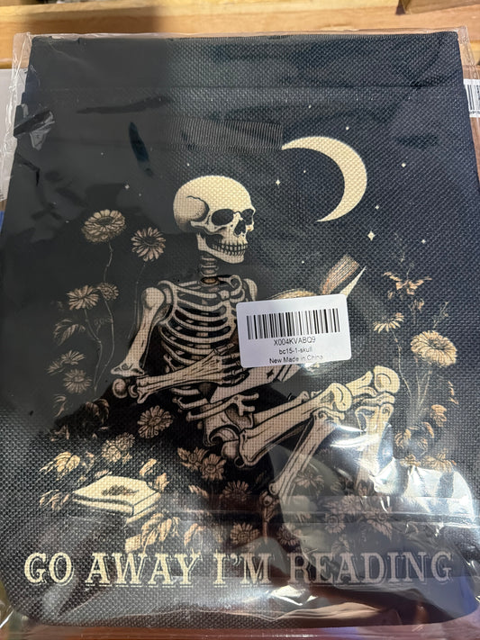 Go Away I'm Reading Book Sleeve for Book Lovers Bookish, Skeleton Gothic Book Cover