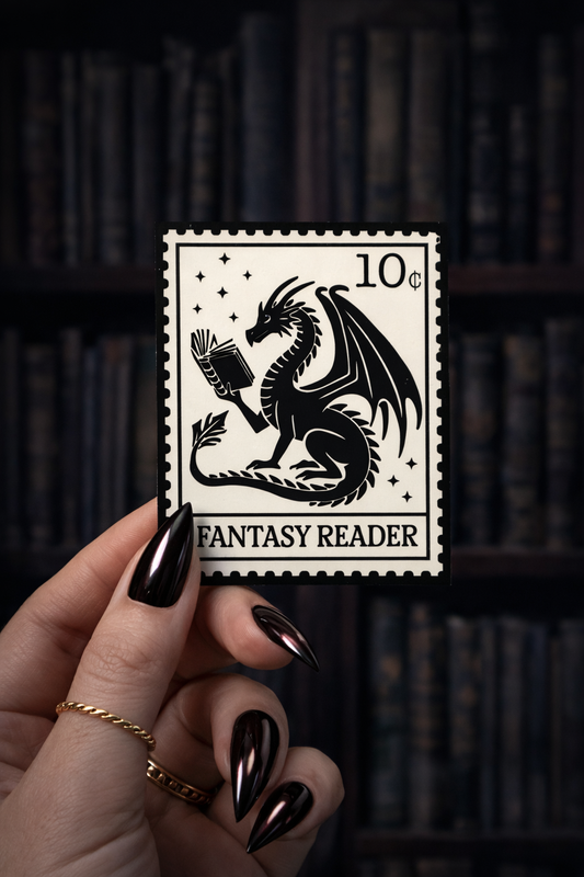 Fantasy Reader Dragon Stamp Sticker