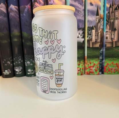 Cute Book Themed Libbey Can Glass