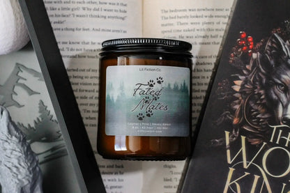 Fated Mates | Wolf Shifter Candle | Leather + Pine + Smoky Amber | 8 oz Wood Wick Bookish Candle