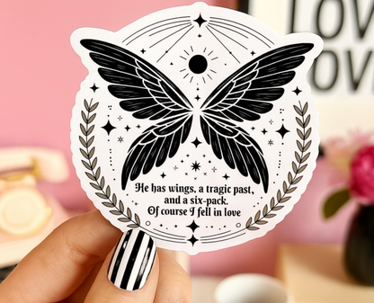 He Has Wings Romantasy Die Cut Sticker