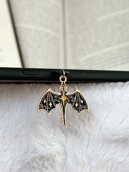 Black Dragon Kindle Charm | USB-C Dust Plug