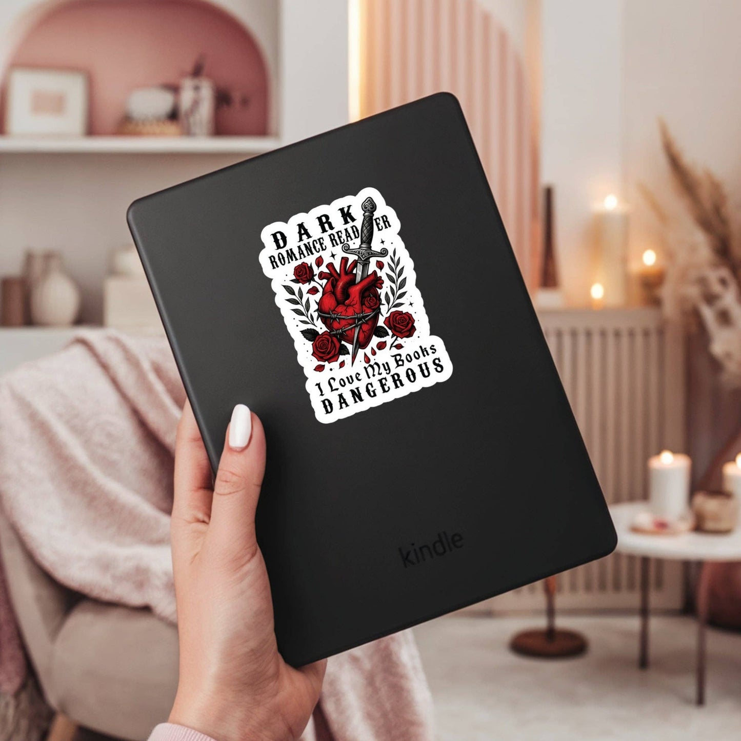 Dark Romance Reader Book Reader Sticker – 3" Waterproof Bookish Sticker with Holo Overlay – Reading, Books, Reader Gift, Book Lover