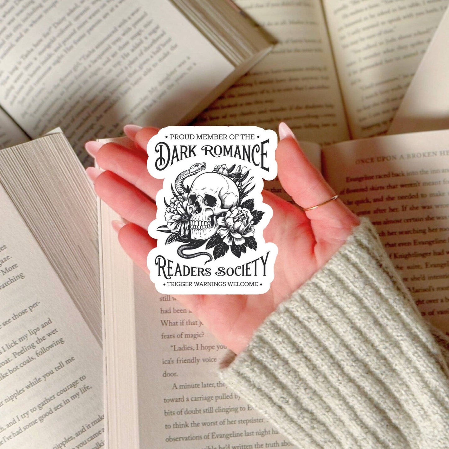 Dark Romance Readers Society Book Reader Sticker – 3" Waterproof Bookish Sticker with Holo Overlay – Reading, Books, Book Lover, Bookstore