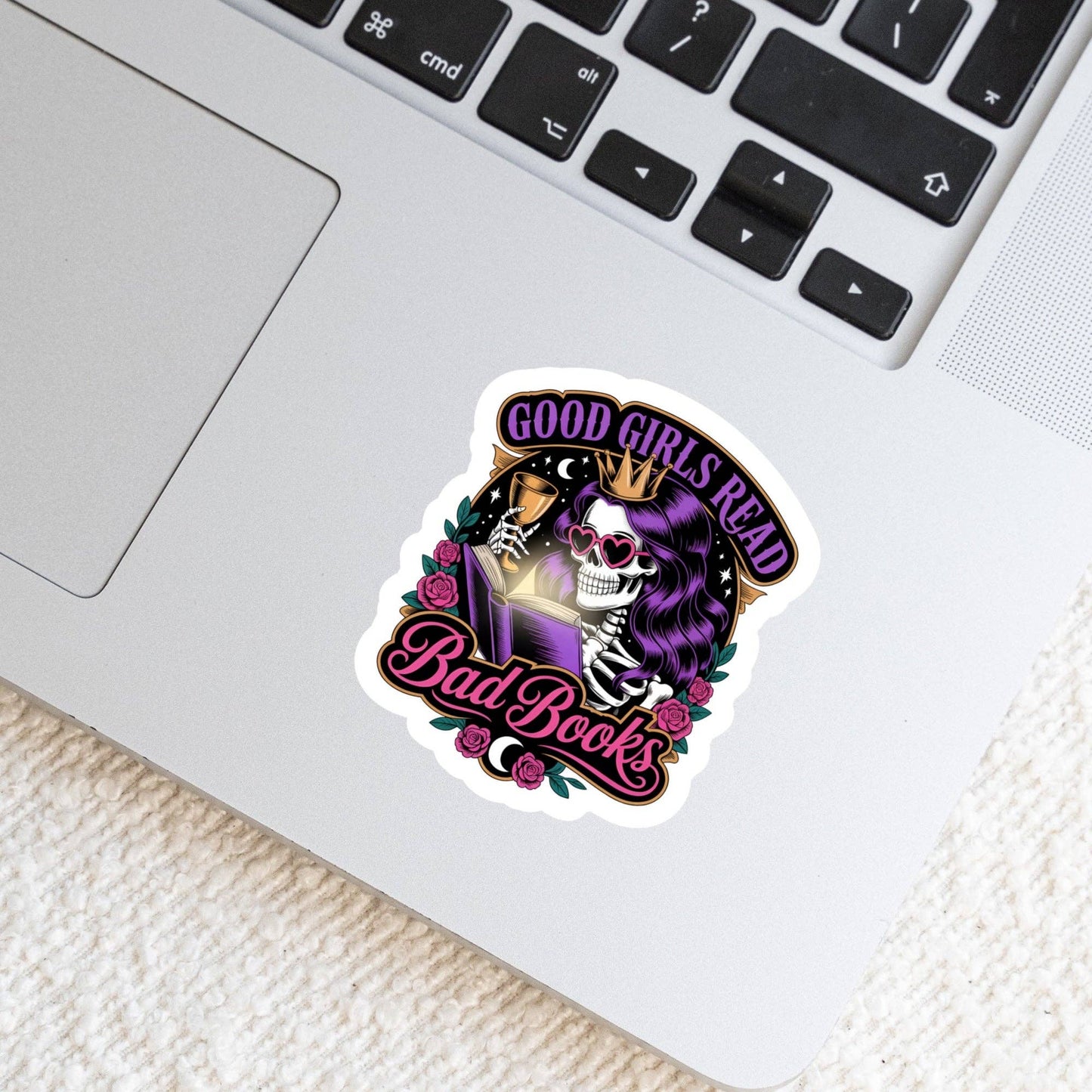 Good Girls Read Bad Books! Dark ROmance – 3" Waterproof Bookish Sticker with Holo Overlay – Reading, Books, Reader Gift, Book Lover