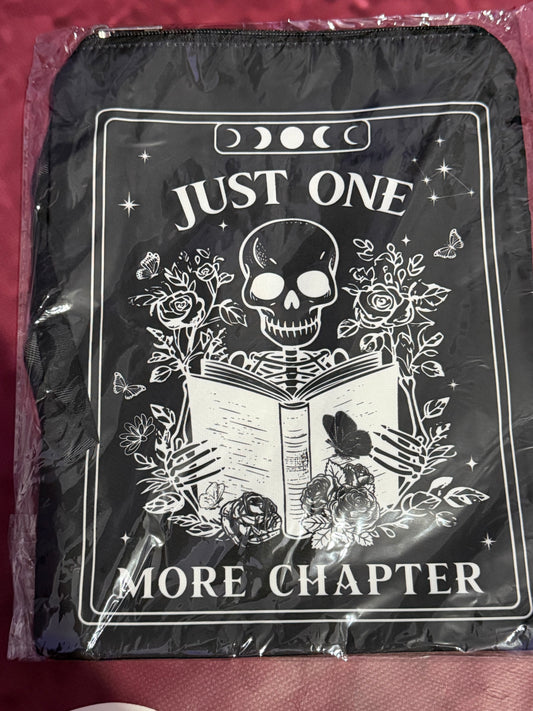 Gothic Book Sleeve-Just One More Chapter Skeleton Black Tarot Card