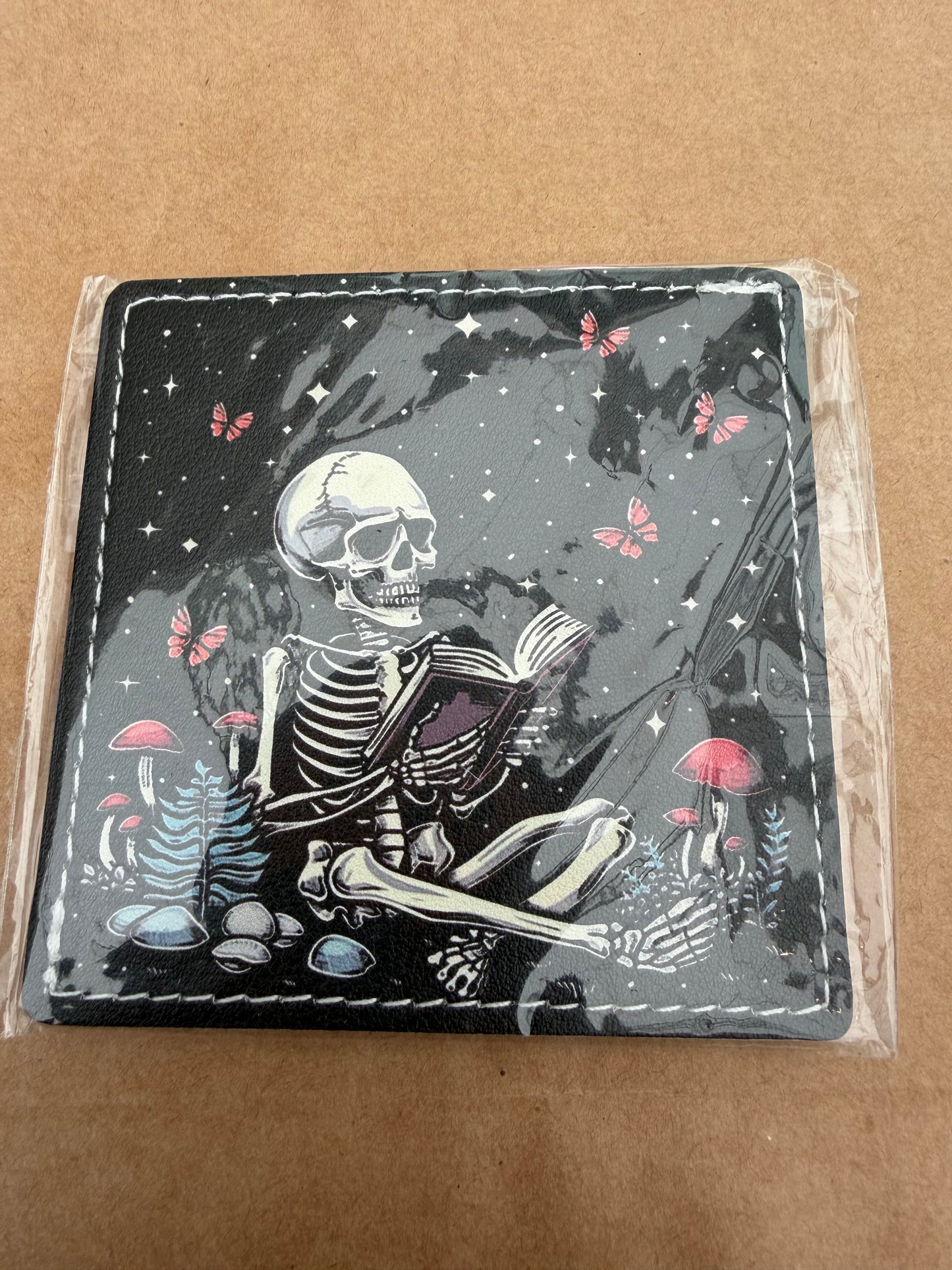 Gothic Skeleton Leather Corner Bookmark