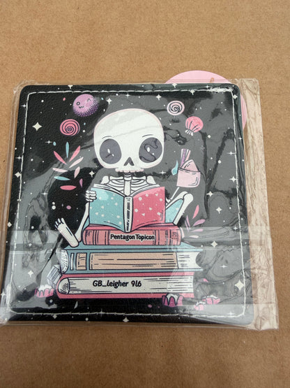 Gothic Skeleton Leather Corner Bookmark