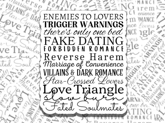 Romantic Book Tropes Sticker