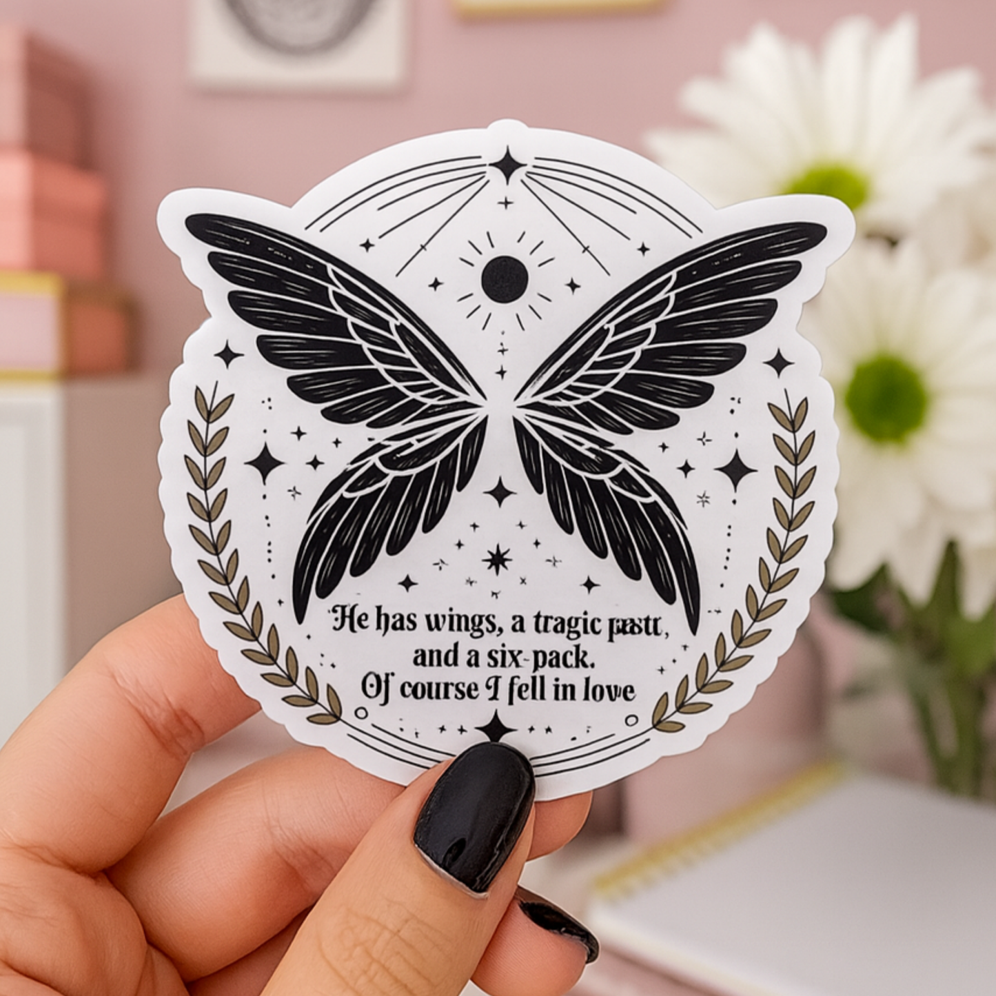 He Has Wings Romantasy Die Cut Sticker