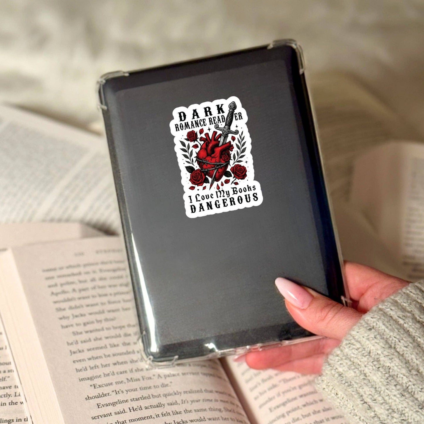 Dark Romance Reader Book Reader Sticker – 3" Waterproof Bookish Sticker with Holo Overlay – Reading, Books, Reader Gift, Book Lover