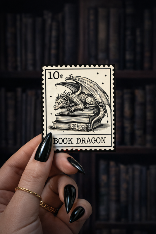 Book Dragon Stamp Vinyl Bookish Sticker