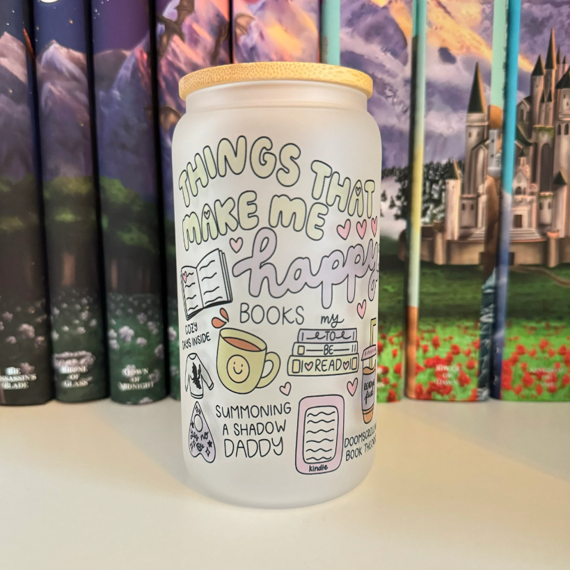 Cute Book Themed Libbey Can Glass
