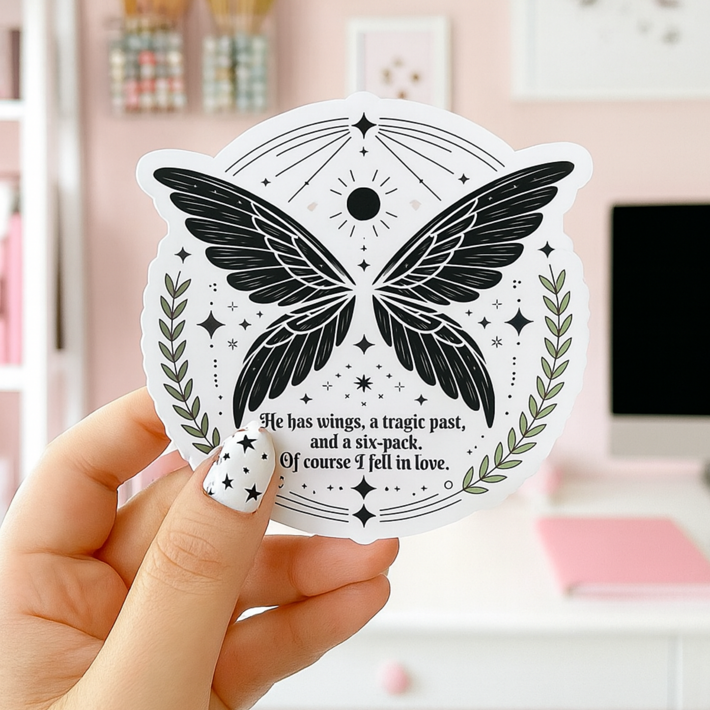 He Has Wings Romantasy Die Cut Sticker