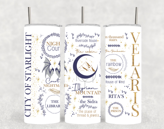 ACOTAR Romance Fantasy Book Collage Tumbler