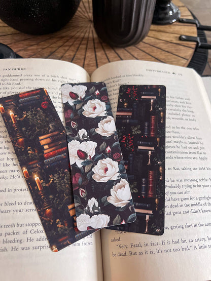 Dark Floral Bookmark Set, Dark Academia