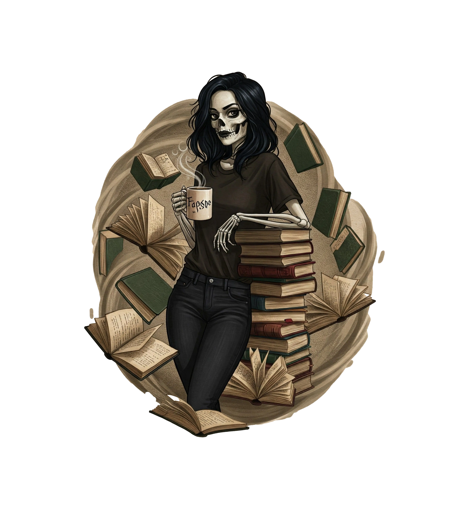 Skeleton Book Girl T-Shirt